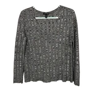 Eileen Fisher Gray Silk Blend V-Neck Sweater